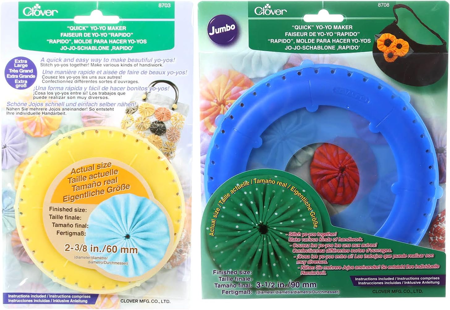 Bundle of Two (2) Quick Yo-Yo Makers: Extra Large (Makes 2-3/8" yo-yos), and Jumbo (Makes 3.5" yo-yos)