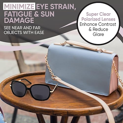 Miniatura 3 de Yogo Vision Gafas de sol bifocales de lectura para mujer, clásicas, cuadradas, UV400, protección solar, lentes de lectura para exteriores +3.5