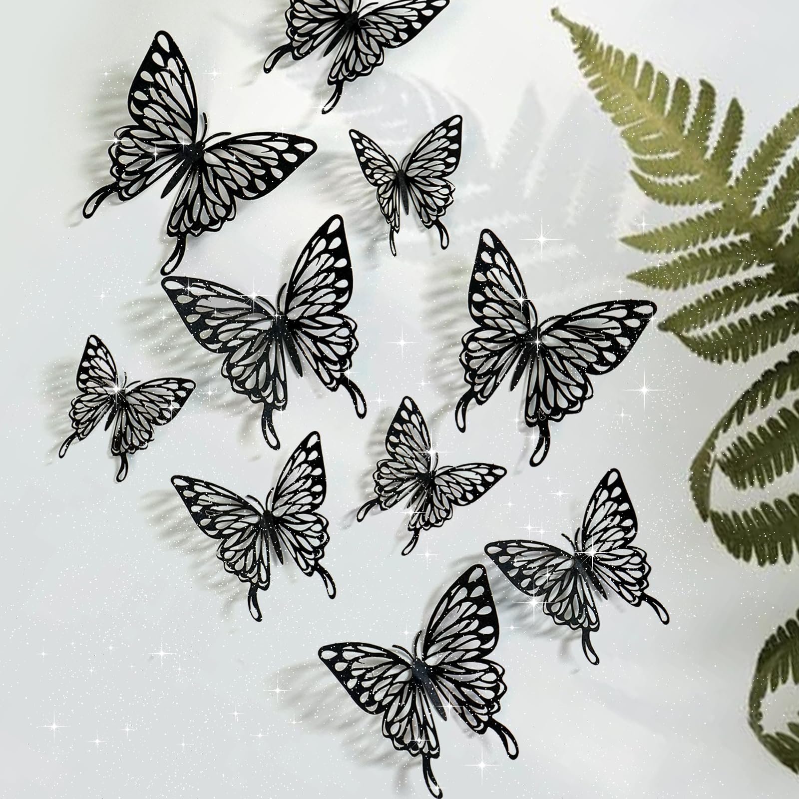 3D Butterfly Stickers, CAYUDEN 24pcs Removable Black Paper Butterfly Wall Decor Stickers 3 Kinds of Sizes DIY Butterfly Stickers Decor for Room, Door, Window, Wedding, Cake, Party Decoration(Black) — image 1