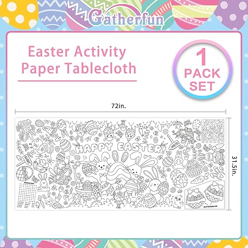 Miniatura 2 de Gatherfun Póster de actividades para fiesta de Pascua, 31.5 x 72 pulgadas, temática de Pascua, versátil pancarta de papel para colorear, cubierta de