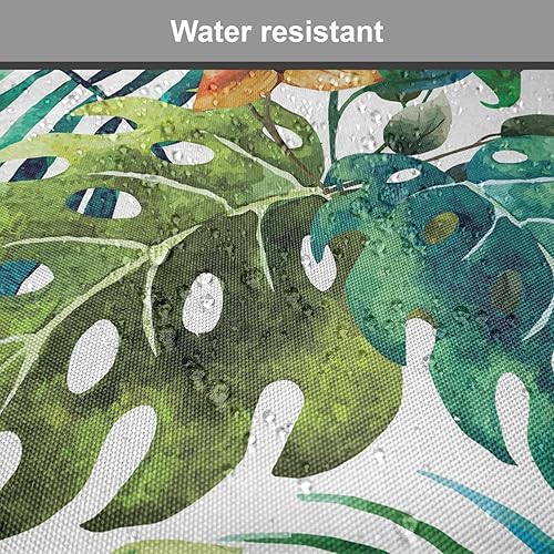 Miniatura 6 de Ambesonne Leaf - Juego de 8 cojines de asiento para silla, estilo vintage retro de los años 60, parecen plátano, palmera, hojas, flores, hibisco,