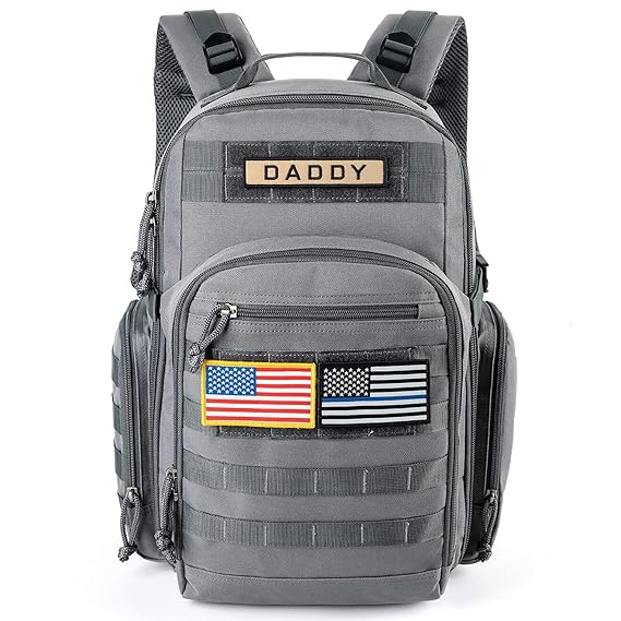 MIRACOL Diaper Bag for Dad, Military Diaper Bag Backpack, Multifunction Diaper Bag with Flag Patch for Men and Women