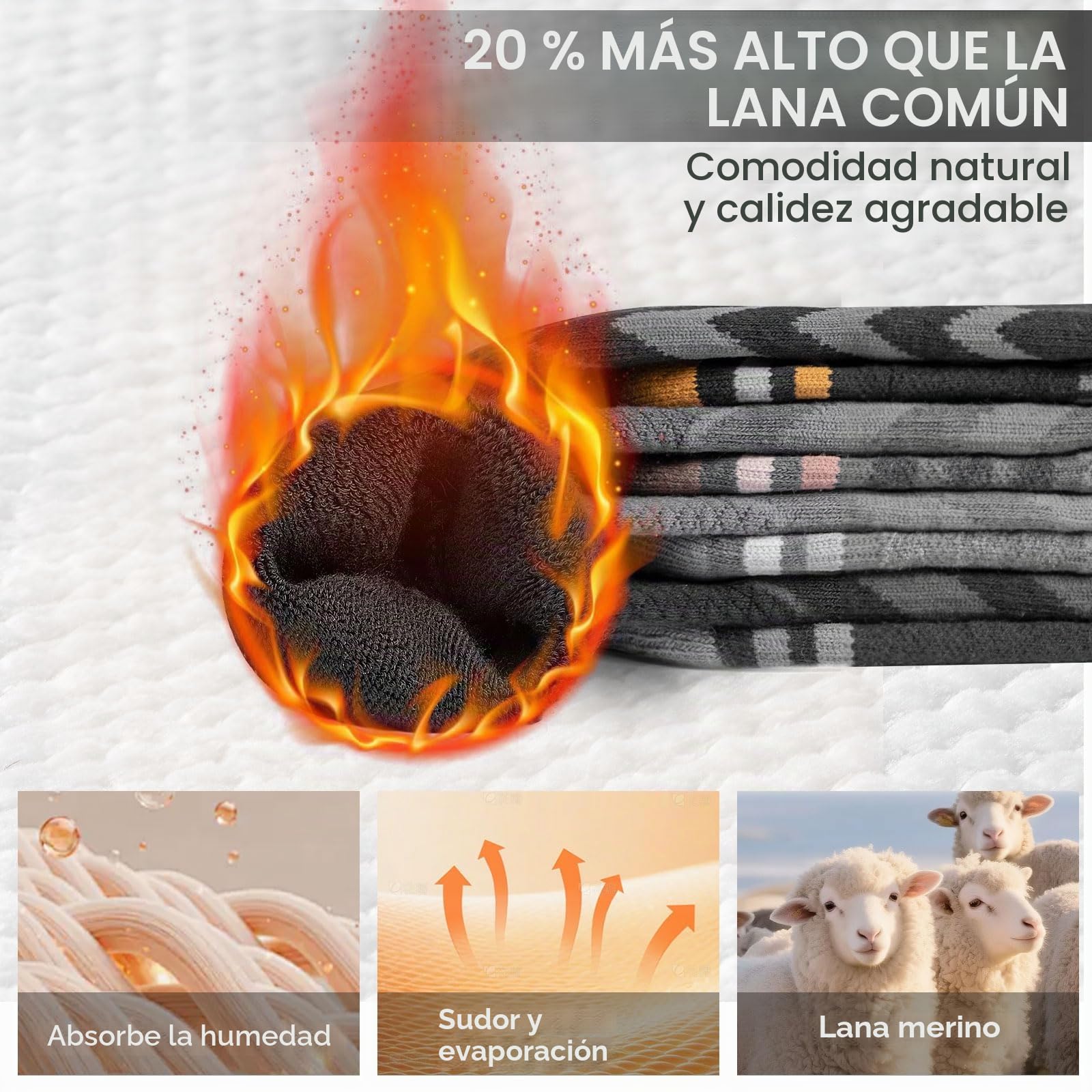 2 Pares Calcetines Esqui Lana Merino Para Hombre, Mujeres Y Jóvenes, Calcetines Altos De Compresión Para Snowboard Calcetines Termicos Frio Extremo Gruesos Hasta La Rodilla Para Clima Frío Talla 35-51