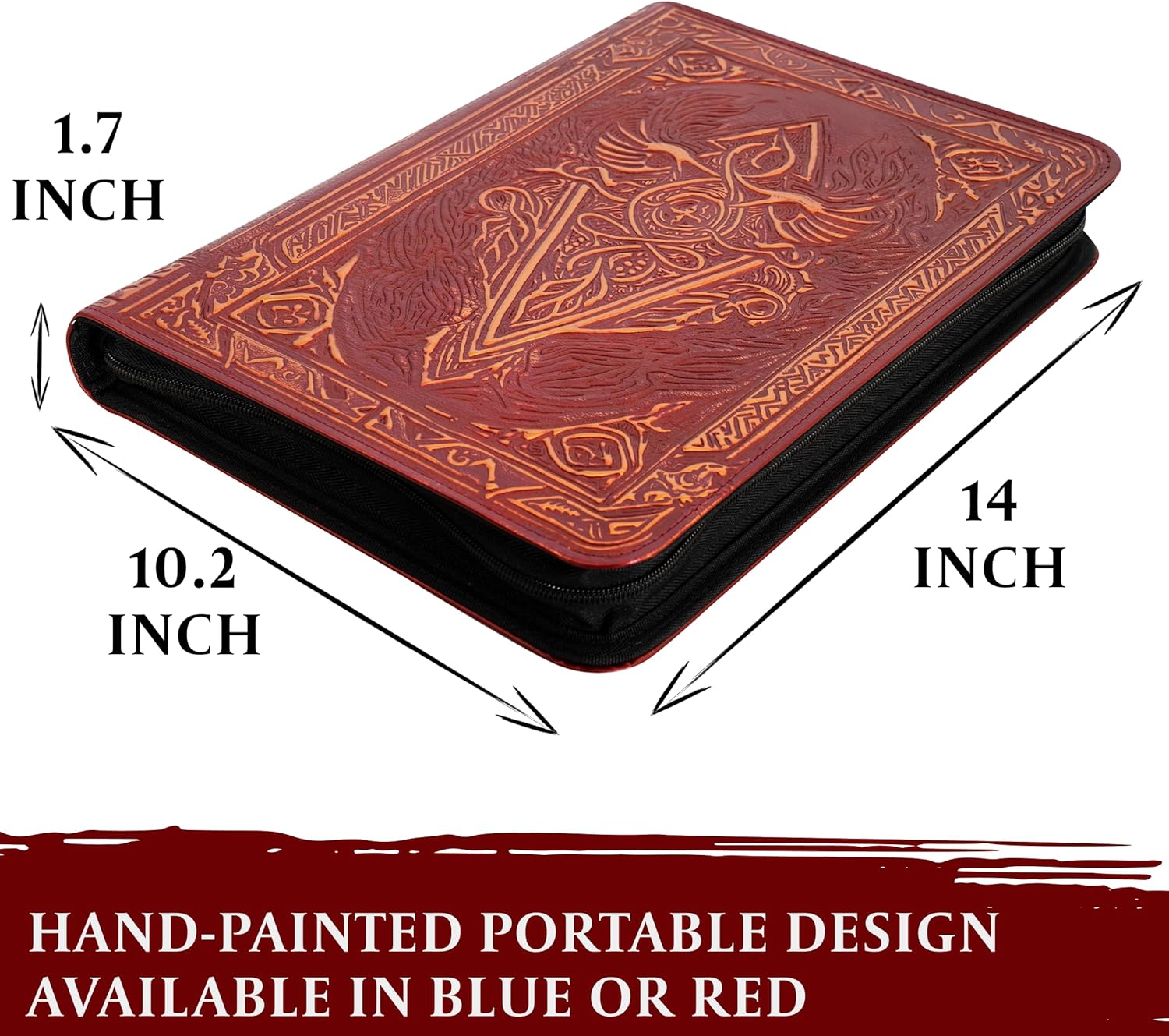 Trading Card Binder - 9 Pocket Album w Zipper - 360 Side Loading Folder for TCG - 3D PU Leather - For MTG, Disney Lorcana Trading Card Game, Magic The Gathering, Pokemon - Book Accessories Gift - Red