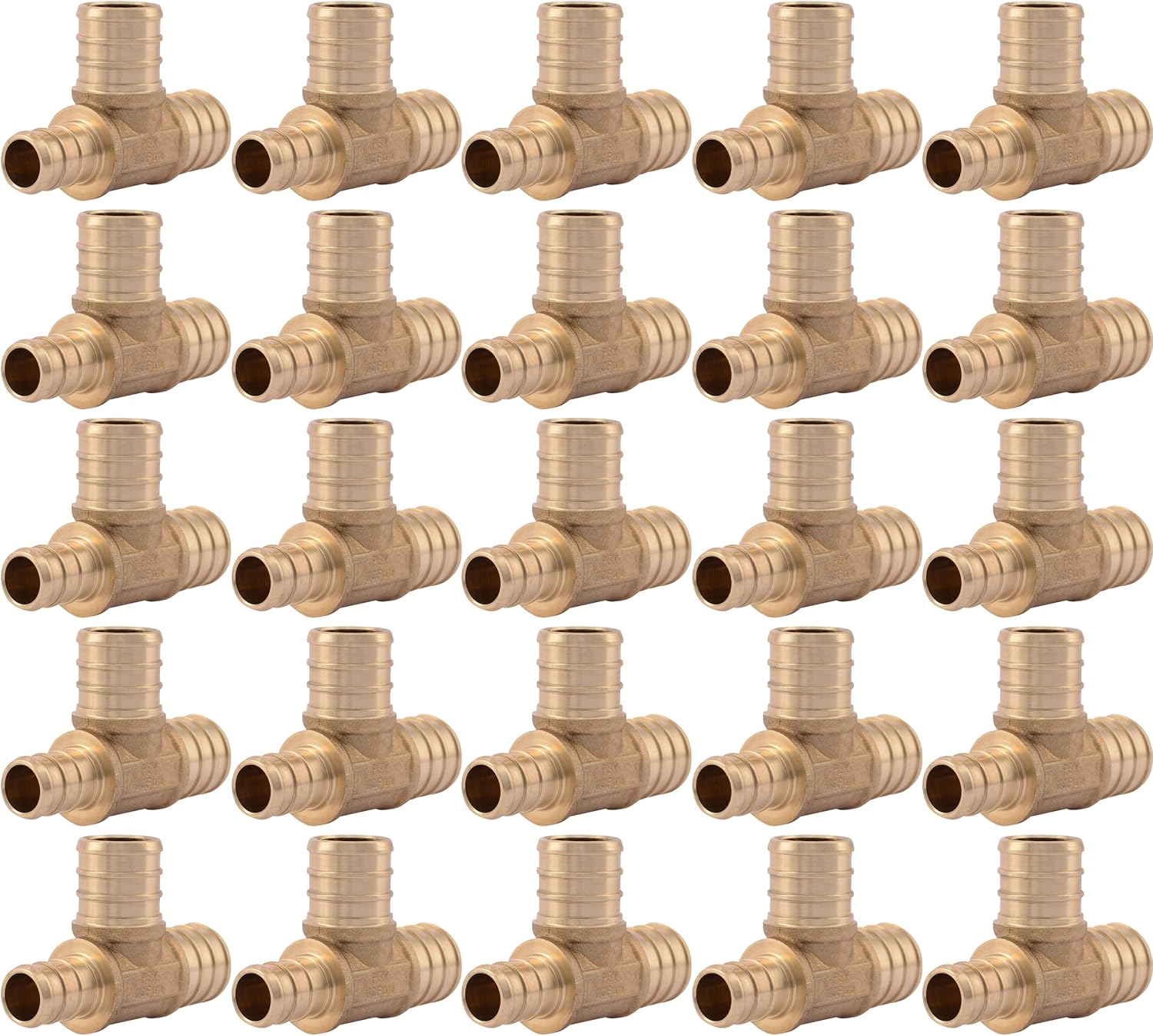 SharkBite 3/4 Inch x 3/4 Inch x 1/2 Inch Crimp Reducing Tee, Pack of 10, Brass Plumbing Fitting, PEX Pipe, PE-RT, UC412LFA10