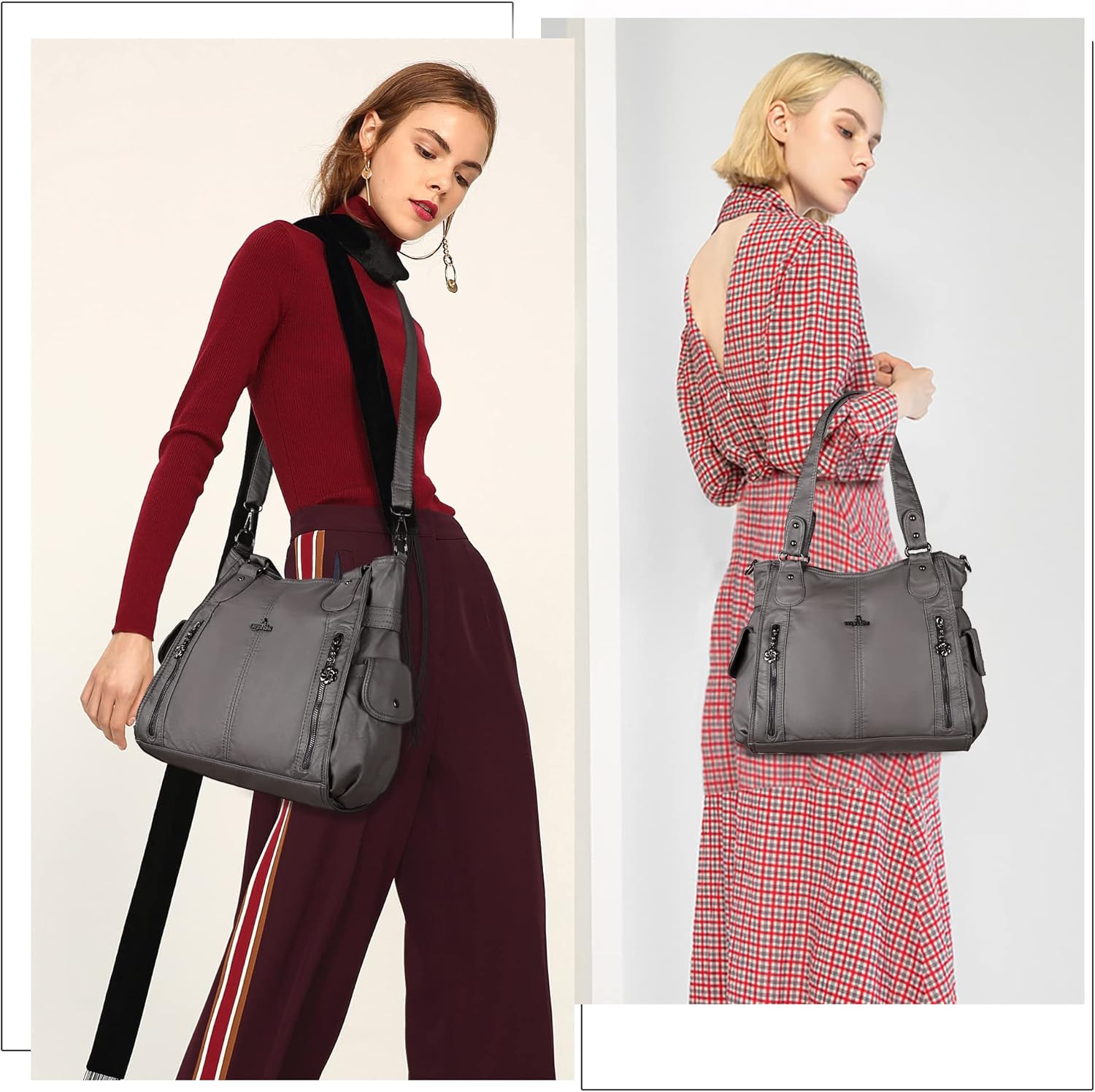 Angel Kiss Handbags for Womens Top-Handle Hobo Purse Roomy Casual Shoulder Bags PU Tote Satchel Purse for Women - Image 2