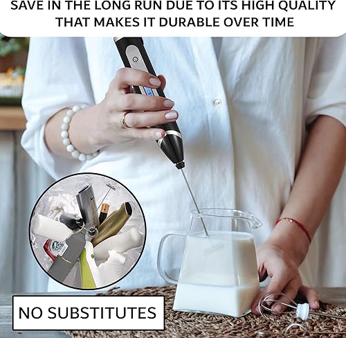 Miniatura 7 de Unik - espumador de leche de mano - varita espumadora - espumador para café - mezclador de bebidas - batidor eléctrico - espumador de mano -