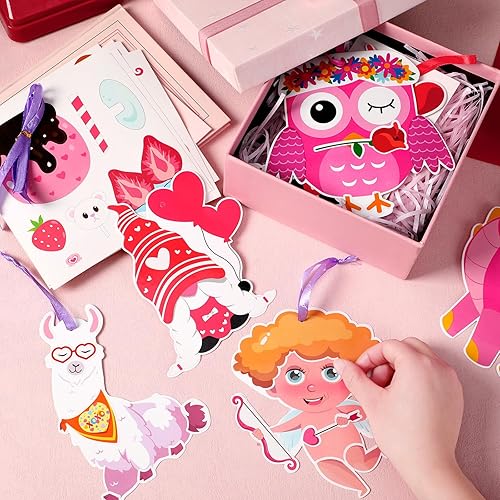 Miniatura 4 de DTOFOOT Paquete de 30 manualidades de San Valentín para niños, kits de tarjetas para el día de San Valentín, monstruo, gnomo, búho, manualidades,