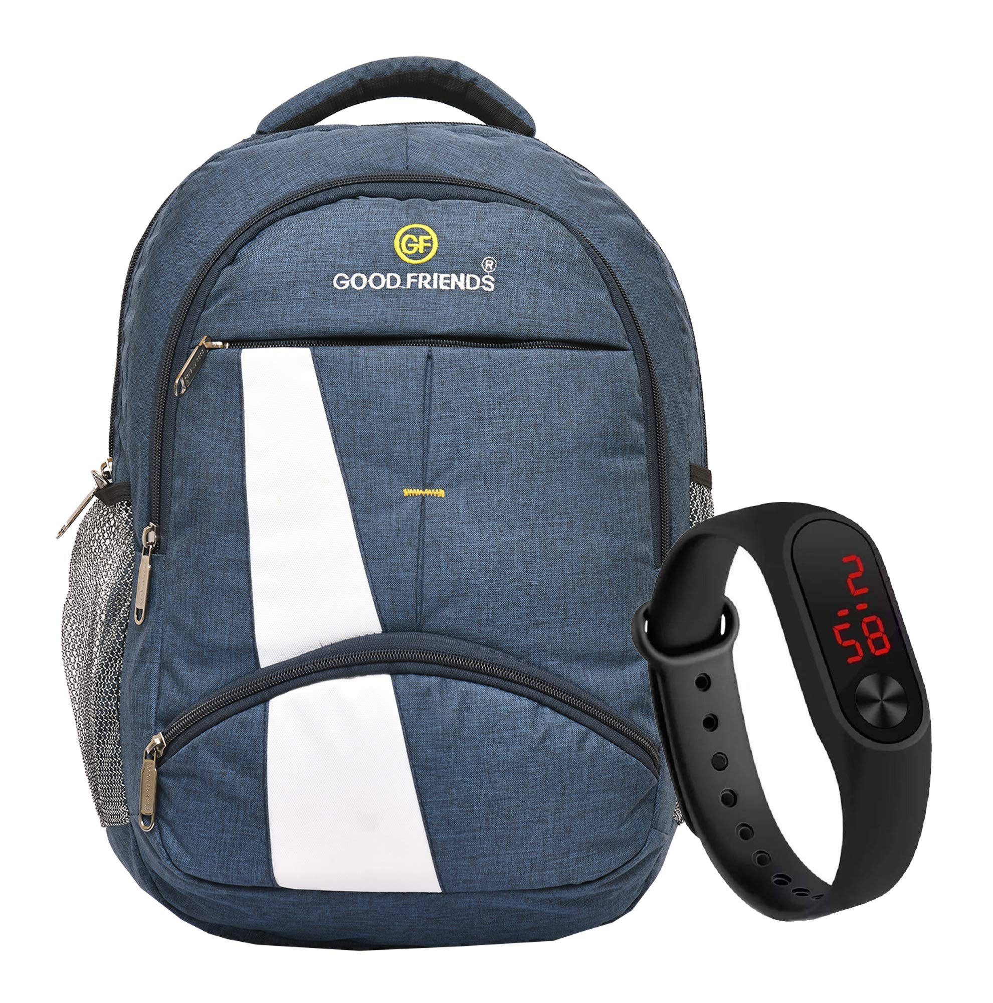 Good Friends 38L Large Laptop Backpack with 3 Compartments Polyester Trendy Waterproof Travel Backpack Led Watches Free (B091CXZQNS) Amazon Price History, Amazon Price Tracker