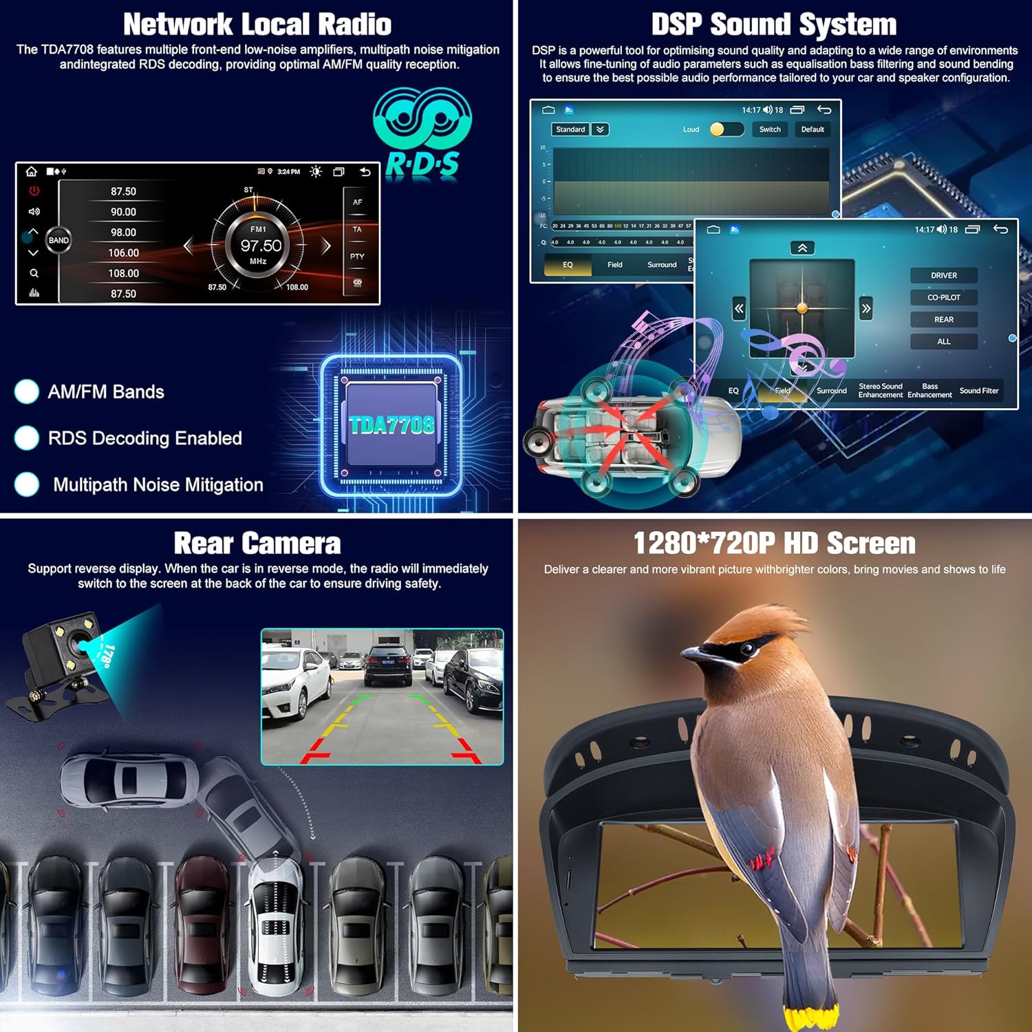 Stereo Screen for E60 E90 CIC: 4+64G Car Stereo with Bluetooth Carplay for BMW E91 E92 E93 E63 E64, 8.8" Aftermarket Touch Screen Android System Head Unit Car Play for Apple Radio with Backup Camera