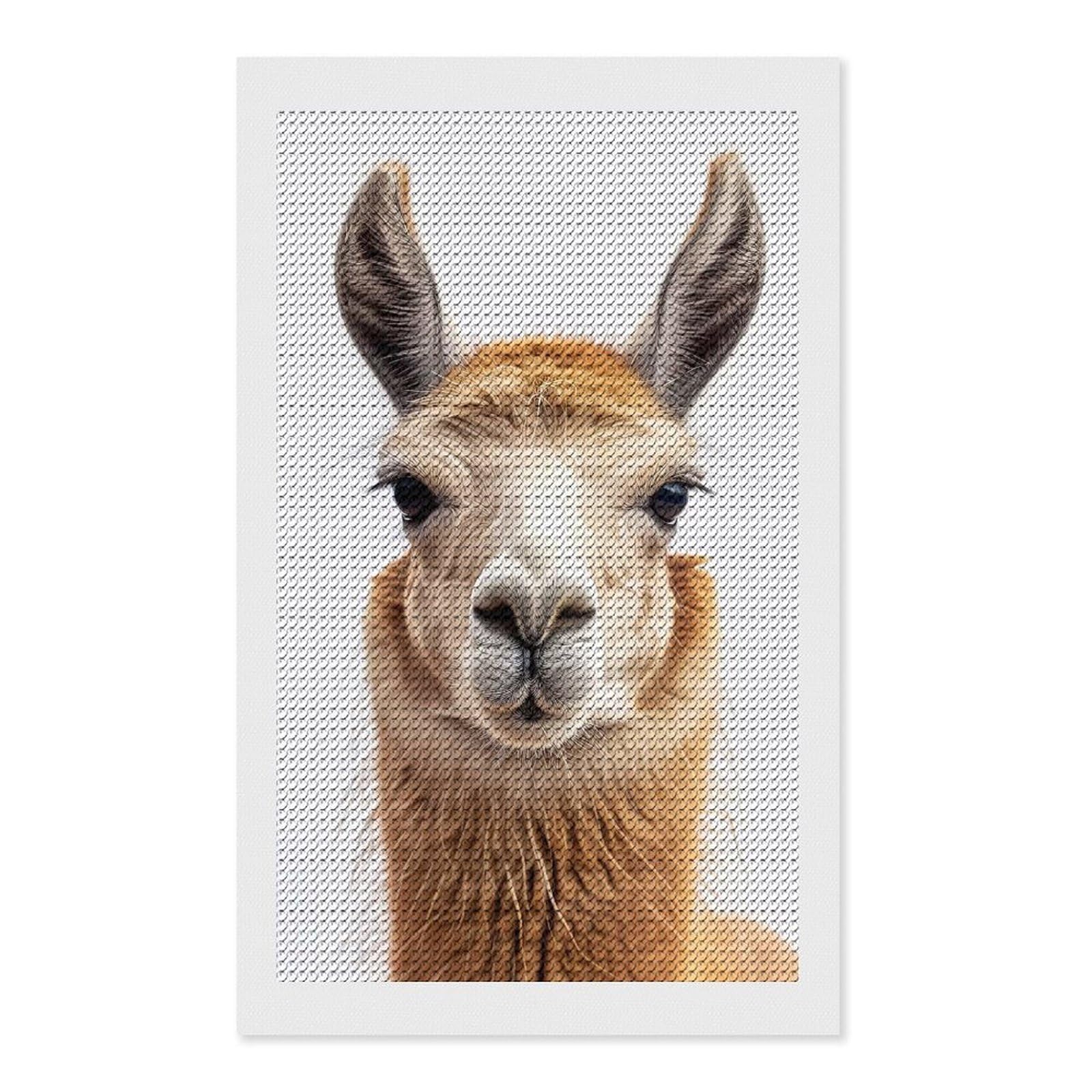 Junmoney Llama Face Crystal Diamond Art Kit 12"x20", Modern Decor, Boho Decor, Wall Art Gift, Decorative Artwork, Creative Hobby