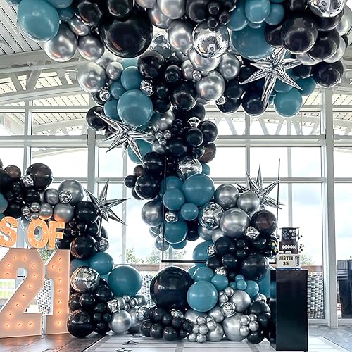 Miniatura 6 de RUBFAC Globos negros de látex, 100 globos de helio de 12 pulgadas para cumpleaños, graduación, baby shower, boda, decoración de fiestas, cinta negra