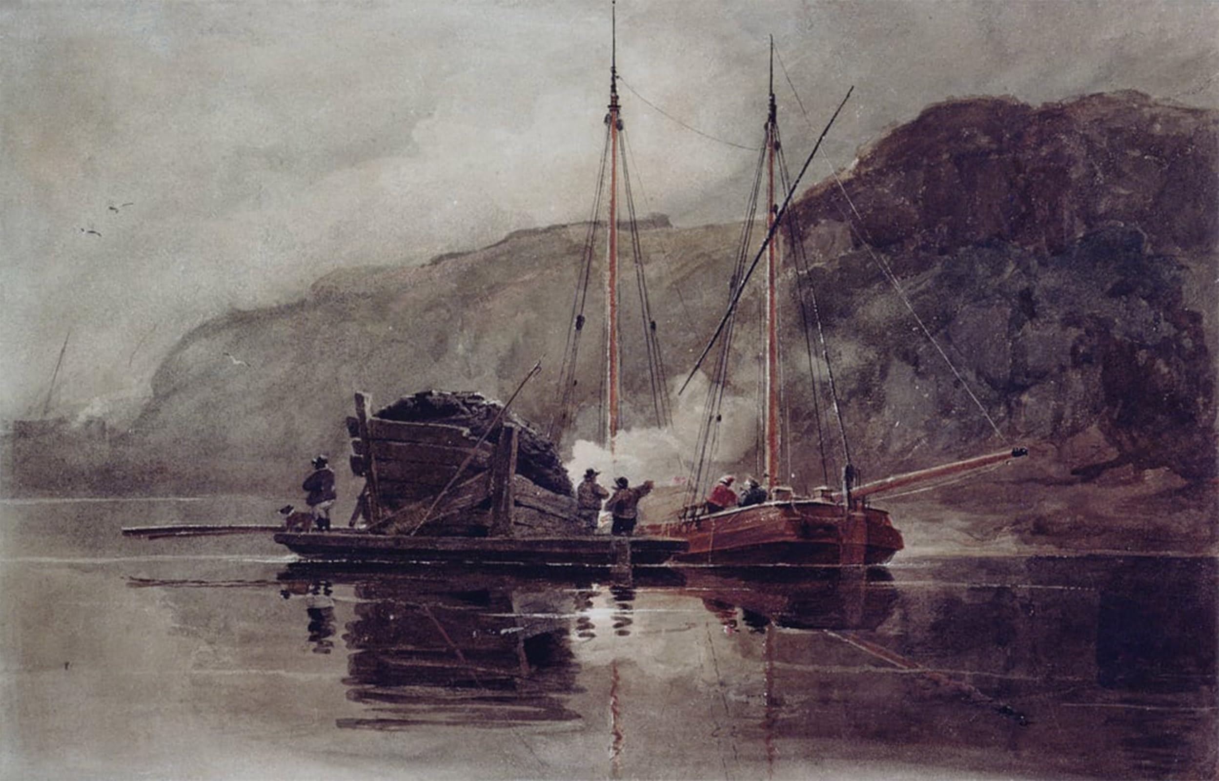 ARTXLXXBN Famous Painting Art Wall Decor Abstract Art Picture Coal Barges on the Medway by Luke Clennell Animal Pictures for Home Decor 60x90cm