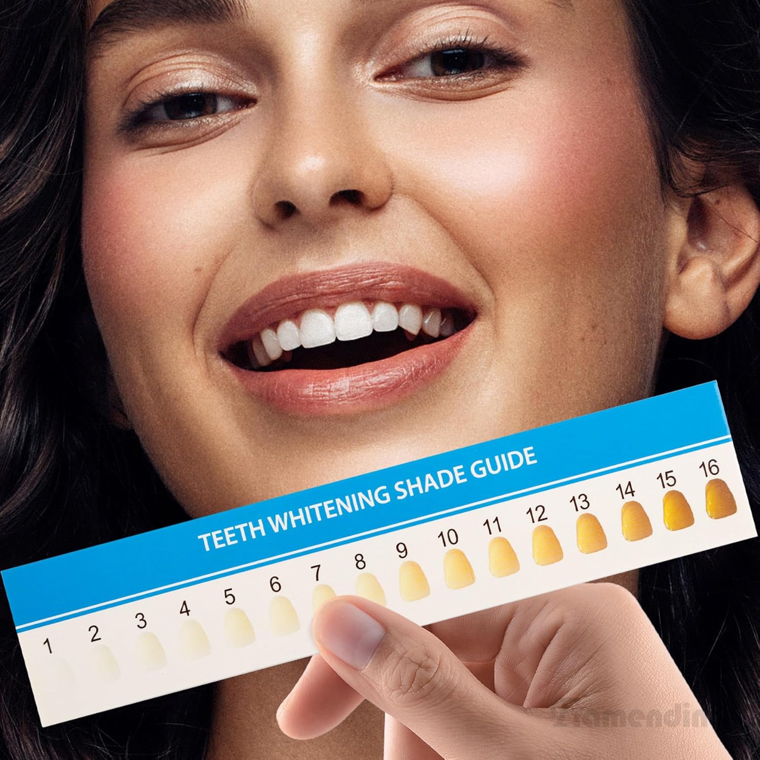 Framendino, 50 Pack Paper Teeth Shade Guide Whitening Comparing Chart for Home Care