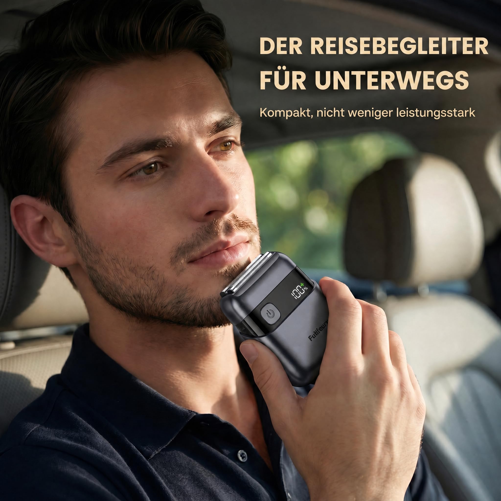 Elektrischer Folienrasierer: Tragbarer Mini-Elektrorasierer für Bart & Gesicht – IPX7 wasserdicht, kabellos, LED-Display, USB-C-Schnellladung, Präzisionsklingen für Reisen & Zuhause Schwarz