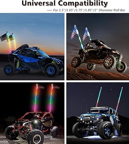 Miniatura 7 de Soporte de látigo UTV, soporte resistente para bandera de luz de látigo UTV, soporte de montaje de barra de luz ajustable de aleación de aluminio