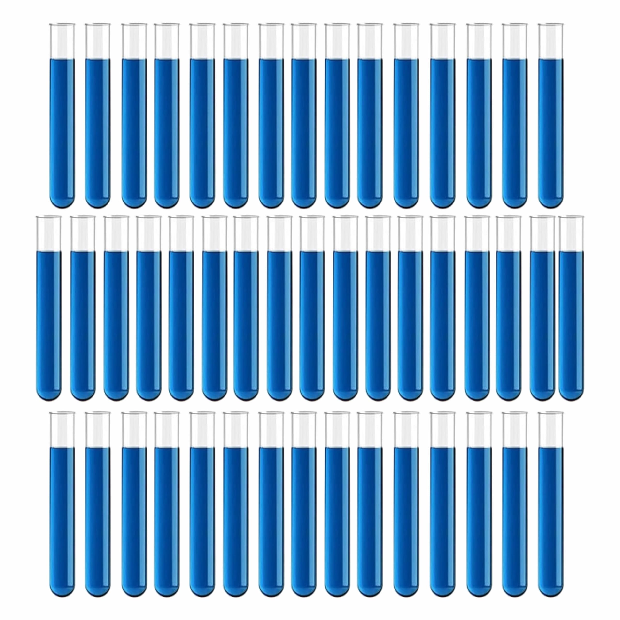Bello Borosilicate Glass Test Tube 15mmx125mm | Round Bottom | Set Of 50pcs Ideal for School, College, Lab Laboratory and Education | for All Types of Samples