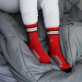 For Bare Feet NCAA Louisville Cardinals 4 Stripe Deuce Crew Sock Team Color MEDIUM