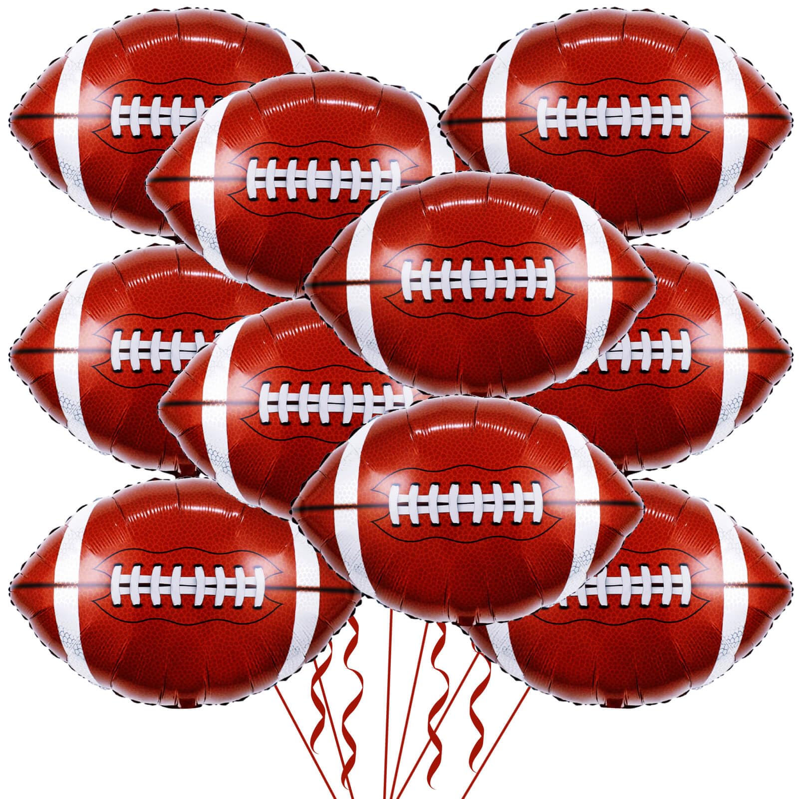 LHOAVWE 18 Inch Football Balloons 10 Pack Rugby Football Balloons for Tailgate Touch Down Game Day Rugby Sports Theme Supplies Birthday Party