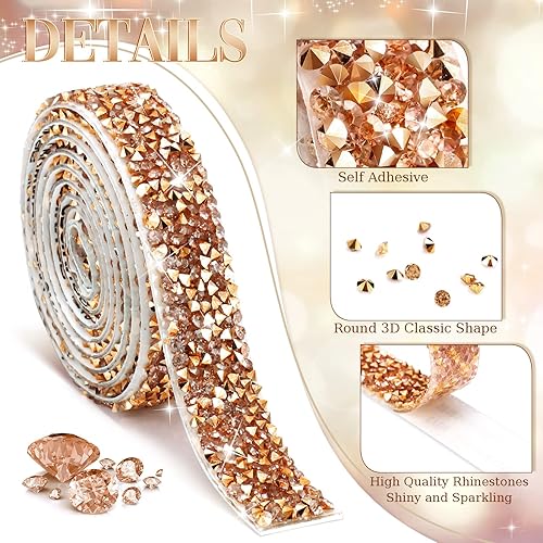 Vista 25 de Xinnun 5 rollos de cinta de diamantes de imitación brillantes, tiras autoadhesivas de diamantes de imitación, cinta de resina para arte, Plateado