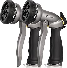 AUTOMAN Garden Hose Nozzle - 2 Pack, 100% Metal High Pressure Spray Nozzle, Labor-Saving Design, Heavy Duty for Garden Watering, Car Washing, Window Cleaning, Pets Bathing