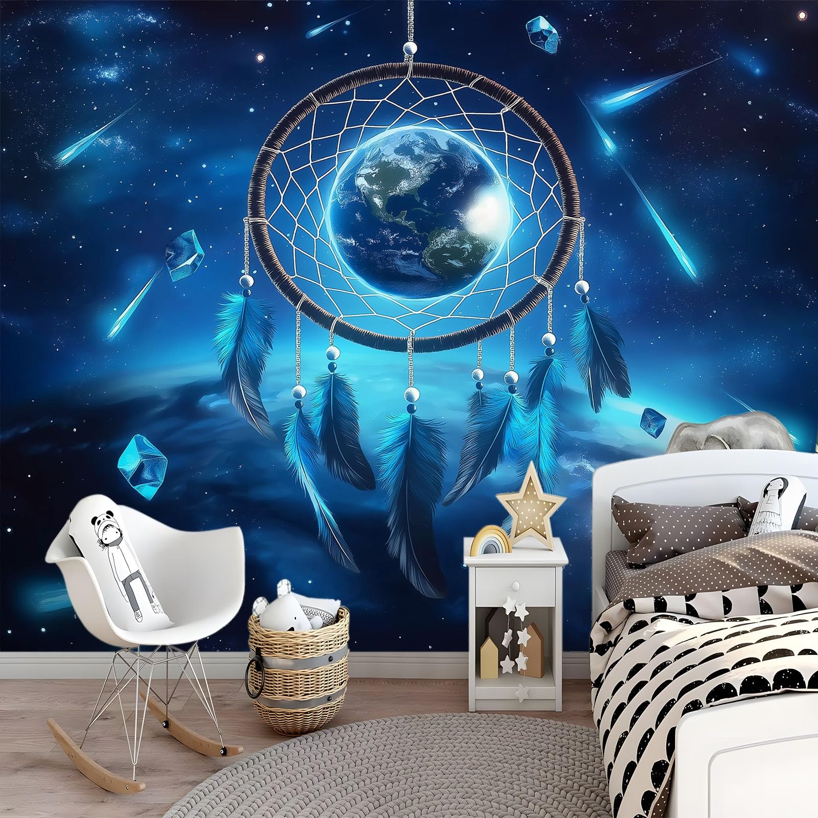 350 x 256 cm, fototapeta z włókniny, na wymiar, ziemia, pióra, niebieska, fotorealistyczny, druk HD, tapeta na fizelinie, tapeta z motywem, dekoracja ścienna, tapeta ścienna, dekoracja ścienna, tapeta