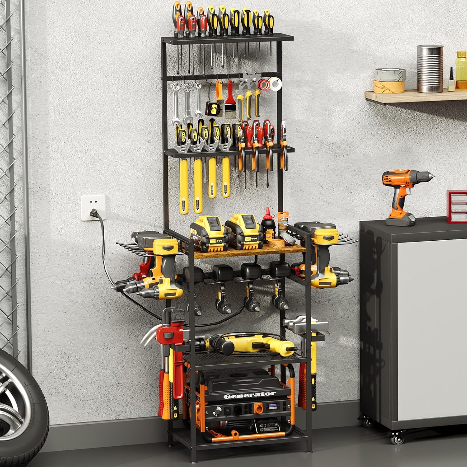 Floor Power Tool Storage Organizer With Charging Station, Heavy Duty Cordless Tool Holder Cart with 3 Shelves, Large Capacity Tool Shelf Rack Stand Drill Screwdriver Tool Box Organization and Storage Floor Power Tool Storage Organizer With Charging Station, Heavy Duty Cordless Tool Holder Cart with 3 Shelves, Large Capacity Tool Shelf Rack Stand Drill Screwdriver Tool Box Organization and Storage