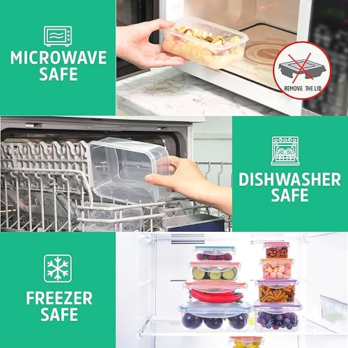 Miniatura 5 de 46 recipientes de almacenamiento de alimentos con tapas herméticas, recipiente de plástico para preparación de comidas de despensa, organización de