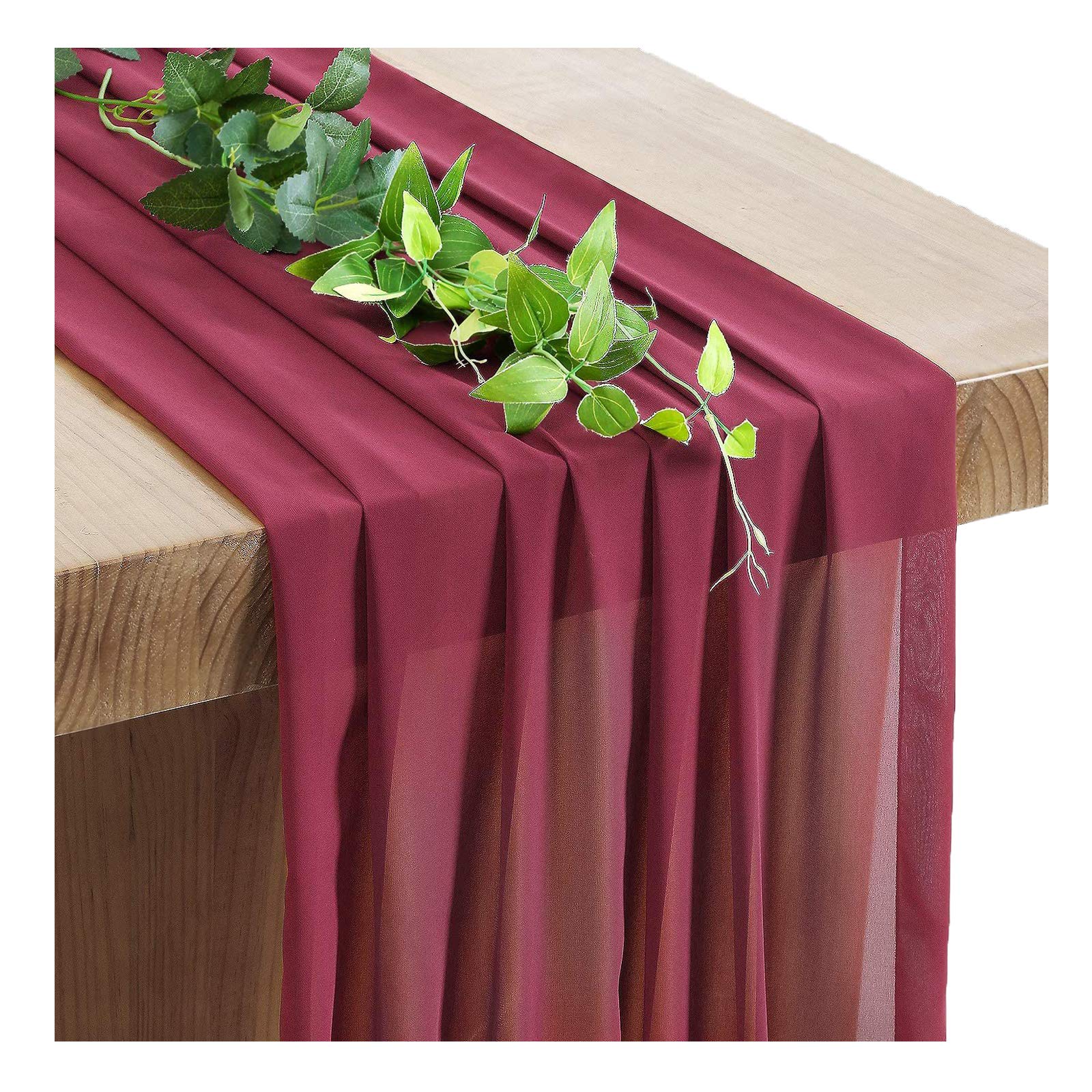 B-HOT Chiffon Table Runner Sheer Weddings Bridal Baby Shower Outdoor Party Decor Table Cloth Burgundy, 70 X 300 cm - Image 4