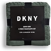 Vista 5 de DKNY Toallas 100% algodón de secado rápido, paquete de 6 paños de 12 x 12, musgo