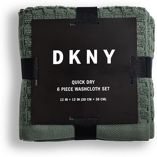 Miniatura 5 de DKNY Toallas 100% algodón de secado rápido, paquete de 6 paños de 12 x 12, musgo