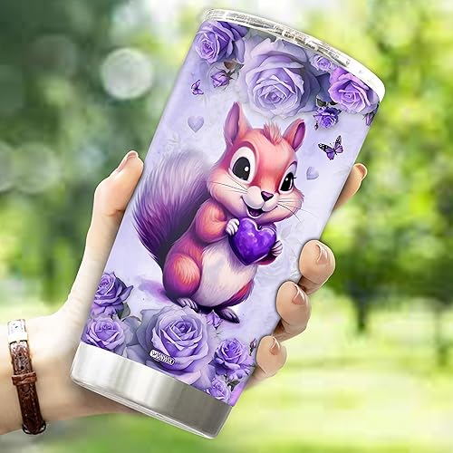 Miniatura 3 de WONWIX Regalos personalizados con temática de ardilla para niñas, divertidas tazas de café, tazas de viaje para hija, mujer, esposa, cumpleaños,