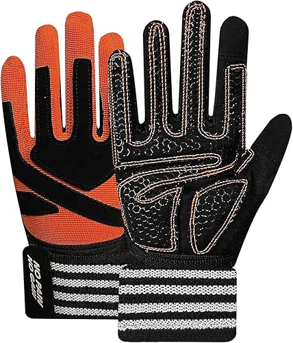 FINGER TEN Guantes de entrenamiento de levantamiento de pesas, medio dedo completo con soporte para correa de muñeca, agarre acolchado para