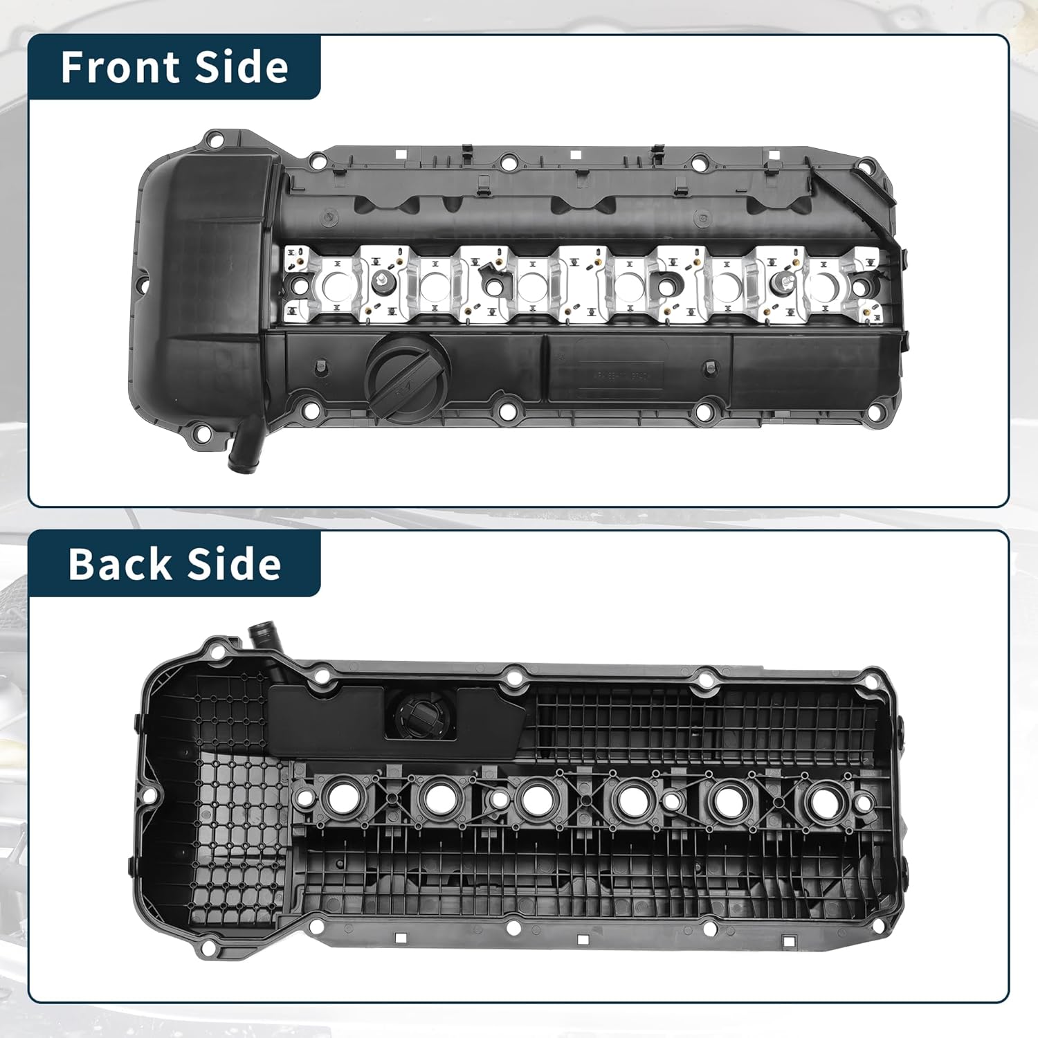 Engine Valve Cover for BMW 325i 2.5L 01-02 No.11121432928/11121437395 Front Rocker Cover Black with Gasket Bolt Oil Cap Spark Plug Tube Seal 1 Set