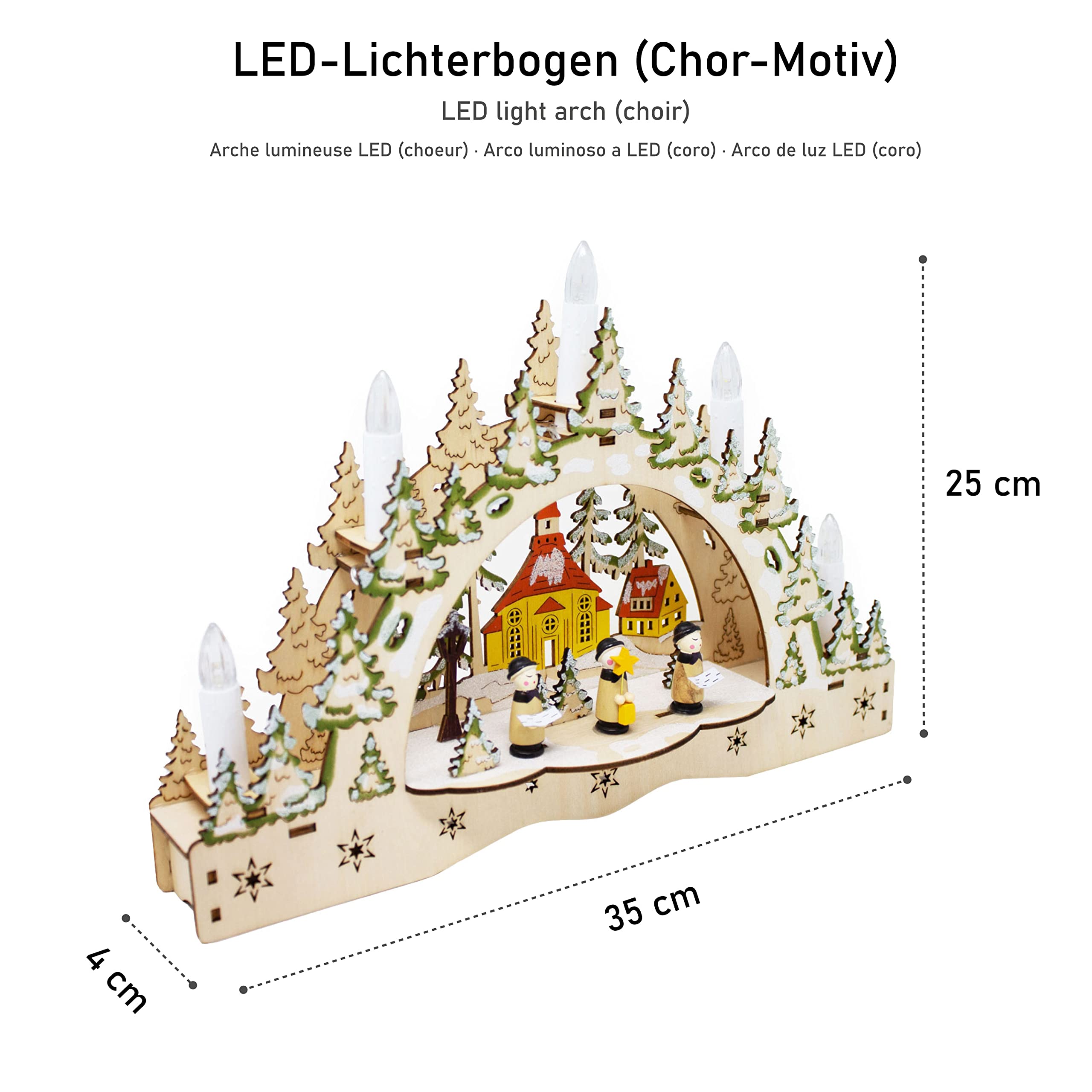 ToCi LED Candle Arch with Choir Motif, 5 LED Candles for Christmas Decoration Window & Table Decor, Indoor Use - Image 3