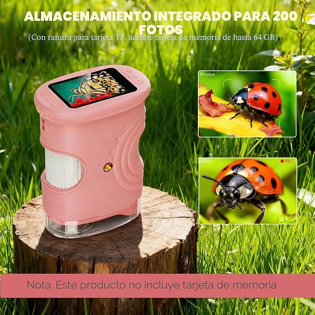 Foto 4 de 7 de Microscopio para Niños, Microscopio Digital, Pantalla IPS de 2.0'', 50-1000x, 8 Luces LED, USB Recargable
