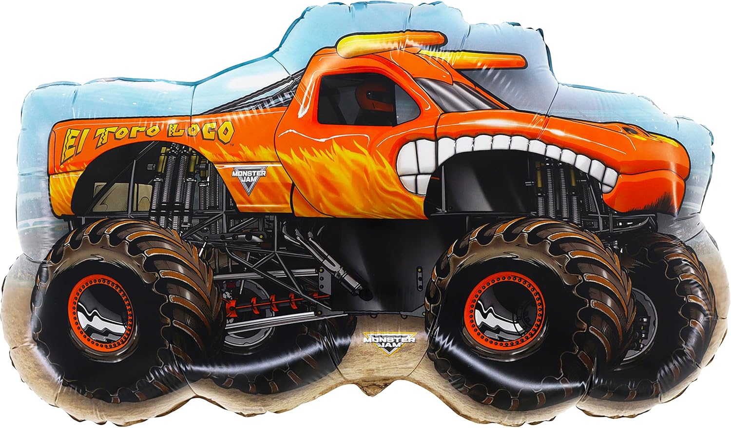 Toyland® Pack Of 4 Monster Jam Truck Foil Balloons - Grave Digger, El Toro Loco, Max D & Megalodon Shaped Character Balloons