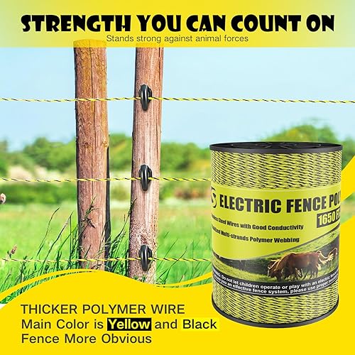 Miniatura 8 de BESTEEL Alambre de polietileno eléctrico mejorado para valla de 1650 pies, 1,640.4 ft, alambre eléctrico portátil de 1/8 pulgadas de diámetro, 6