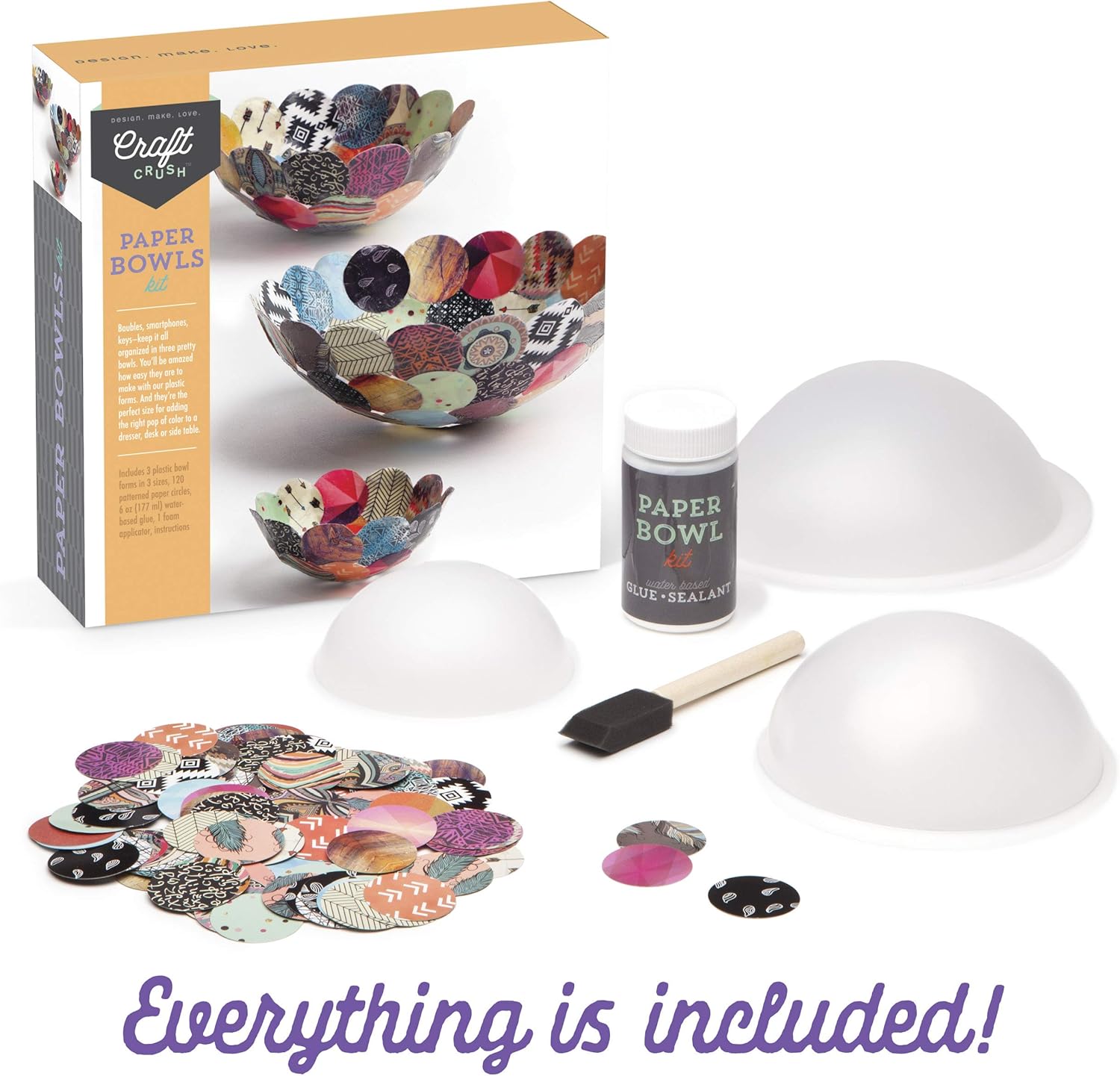 Craft Crush – Paper Bowls Kit – Craft Kit Makes 3 DIY Different-Sized Decorative Bowls : Everything Else