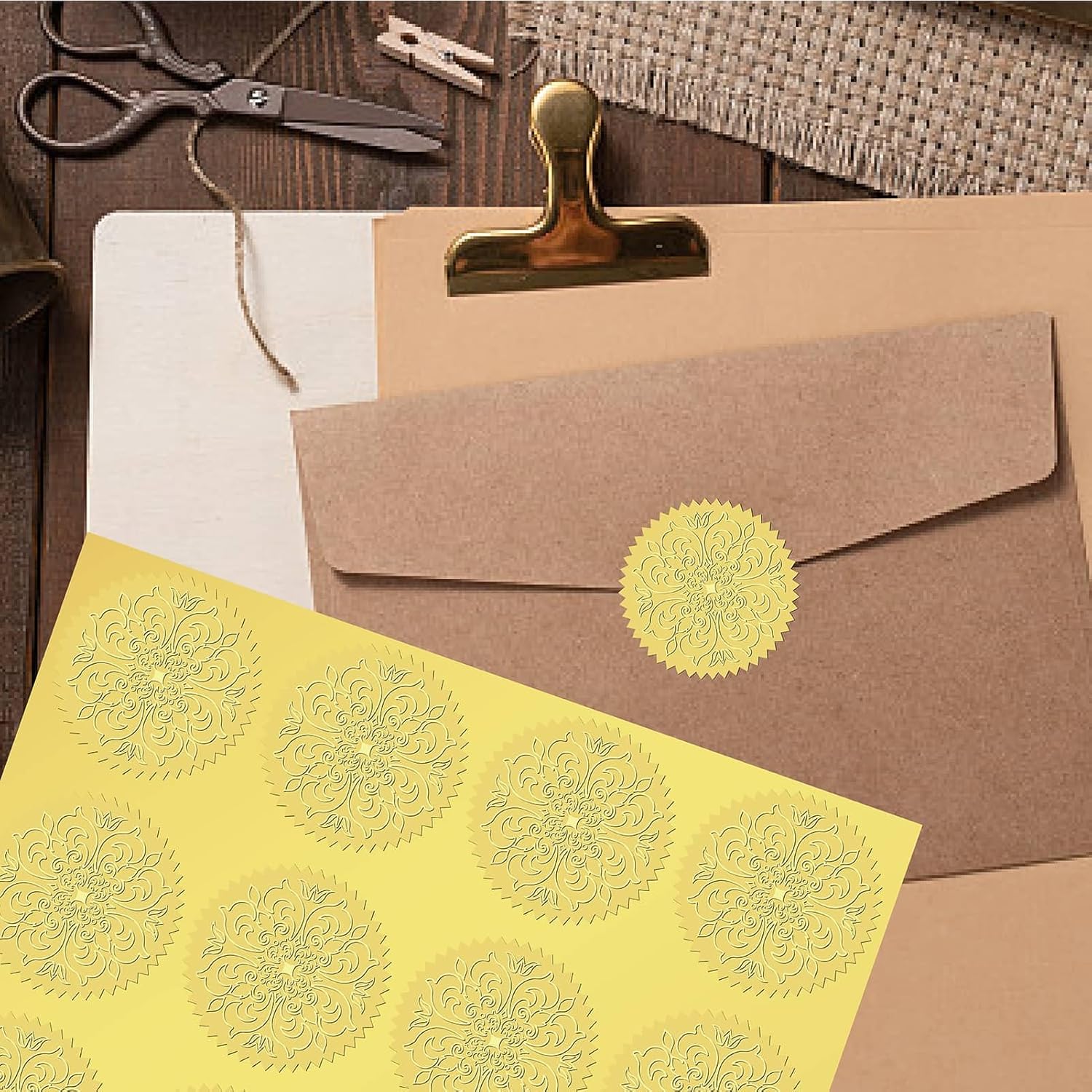CRASPIRE 408Pcs Flower Gold Foil Embossed Stickers Vintage Floral 2" Self Adhesive Envelopes Seals Sticker Labels for Wedding Invitation Graduation Corporate Certificates Diplomas Gift Wrapping Decor
