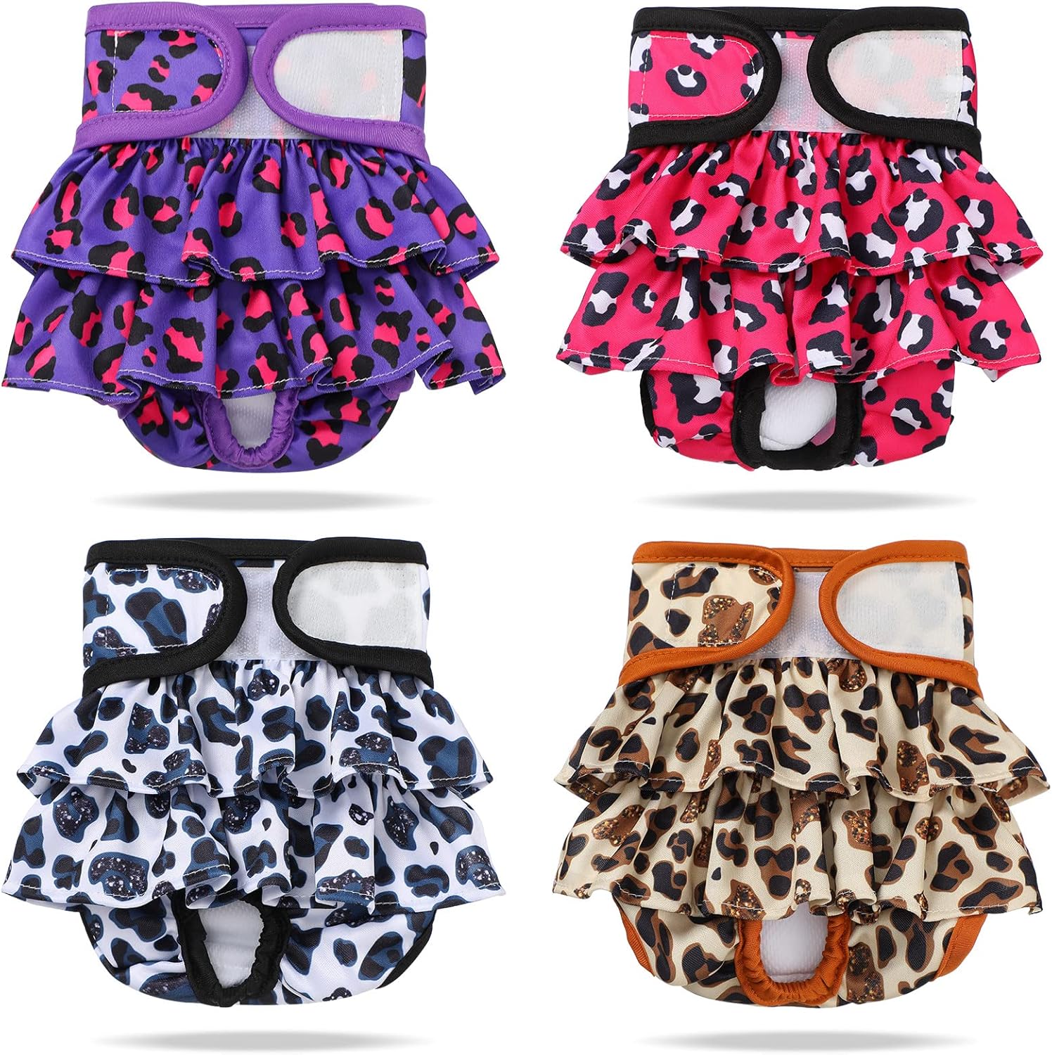 4 Pack Washable Female Dog Diapers Absorbent Reusable Dog Panties for