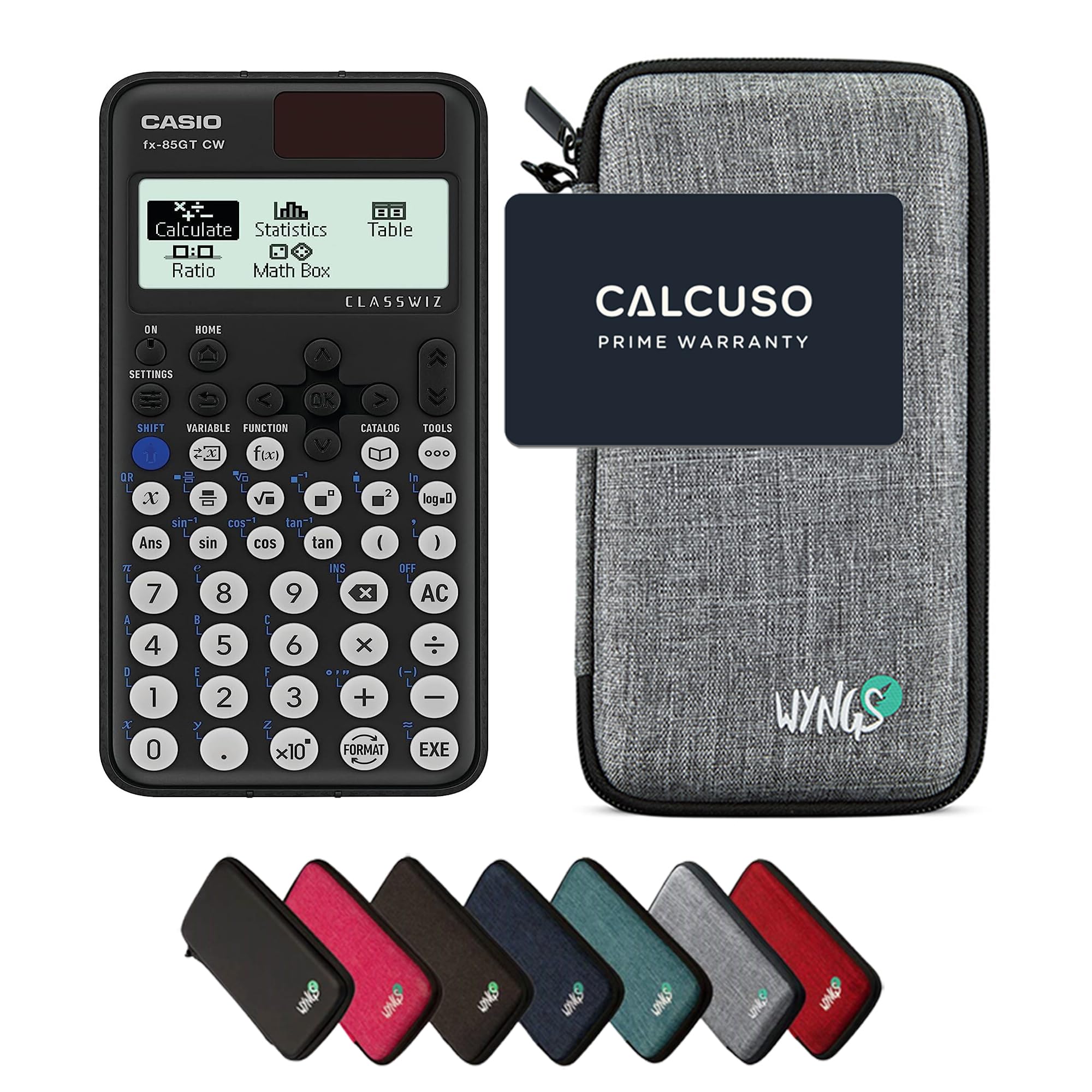 Casio fx-85GT CW including a WYNGS protective case in Light Gray - Basic Set