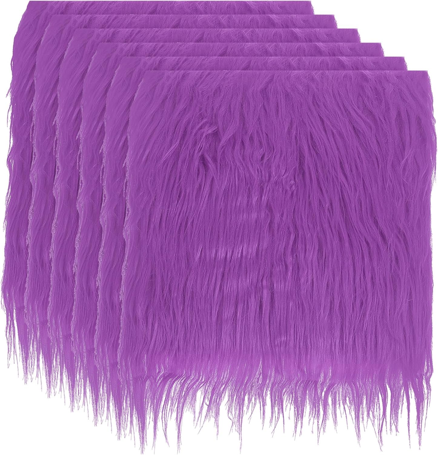 PATIKIL Plush Faux Fur Fabric Square, 6 Pcs 10 x 10 Inch Fluffy Faux Fur Patches Cuts Artificial Craft Fur for DIY Crafts Christmas Halloween Gnome Beard, Light Purple