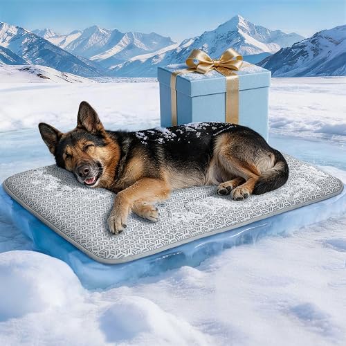 Cooling Mat for Dogs, Large Dog Bed & Dog Cooling Pad, Waterproof Pet Cooling Mat with Breathable Foam, Instant Relief for Dogs & Cats, Grey 44"x32"