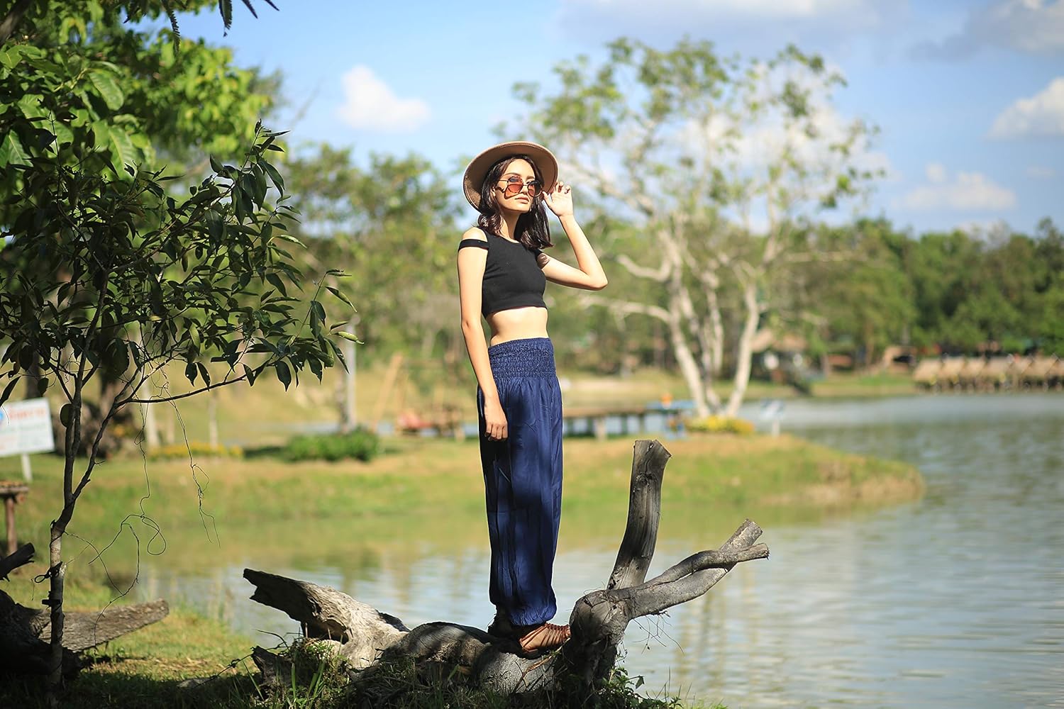 Boho Pants 2-Pocket Flowy Harem Pants Women for Yoga Travel Hippie Clothes - Image 6