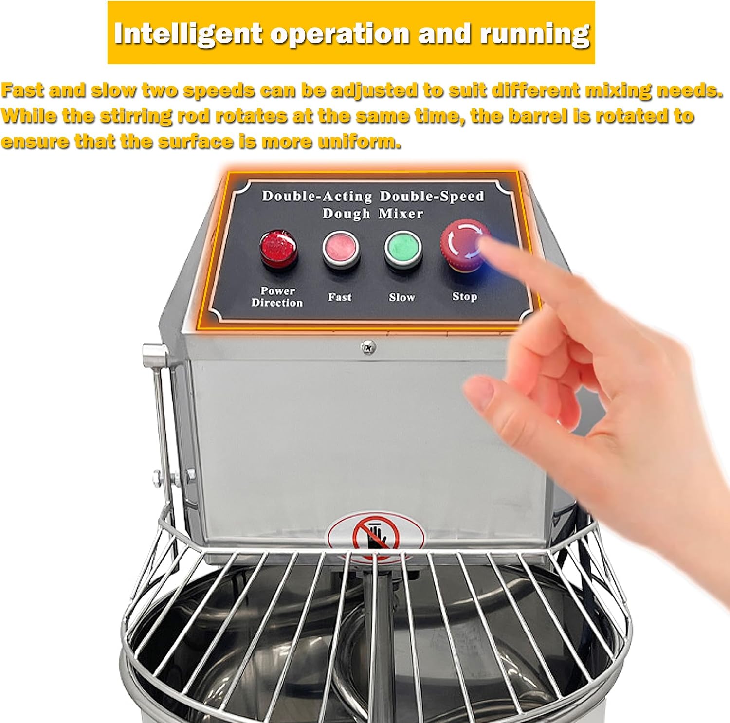 Dough Mixer Electric Food Mixer Dough Maker Machine Dough Blender Machine Stainless Steel Dough Mixing Machine with Pure Copper Motor Double Action Double Speed Flour Mixing Machine 110V 20L