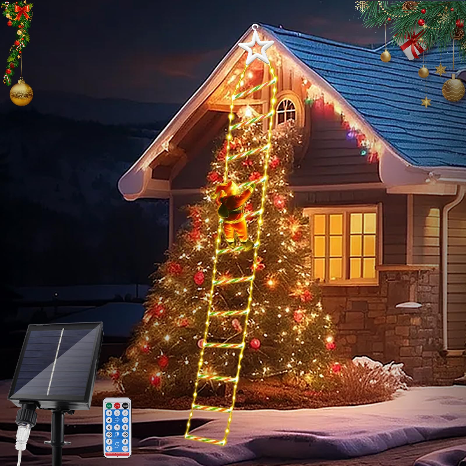 JIMACRO 3M/9.84FT Outdoor Climbing Santa, 240LEDs Christmas Outdoor Light Decor With 8 Modes