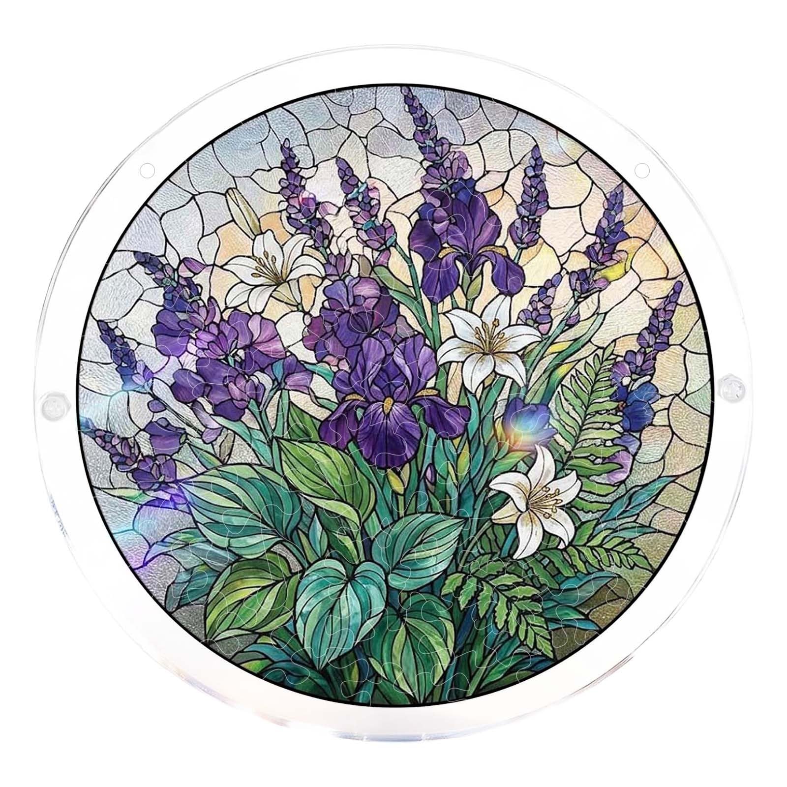 Acrylic Jigsaw Puzzle Suncatcher,Acrylic Puzzle Suncatcher,for Doors Garden and Window Hanging&Birthday Mom Women Adults Gift-19 CM,A — view 38