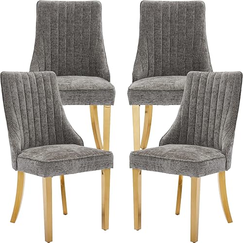 Vista 24 de Juego de 6 sillas de comedor de mediados de siglo color beige, juego de 6 sillas modernas para cocina y comedor, sillas de cocina tapizadas en tela