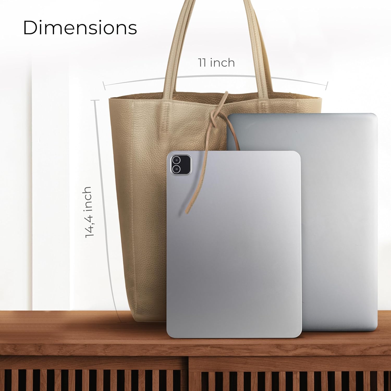 Italian Calf Leather Tote for Women with Zipper, Inner Pocket & Flat Base | Soft Unlined Shopper for Work & Travel - Image 4